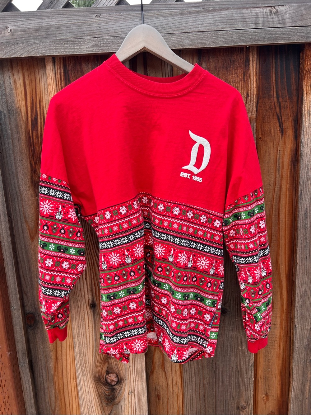 Disney Red & Green Holiday Crewneck Sweater